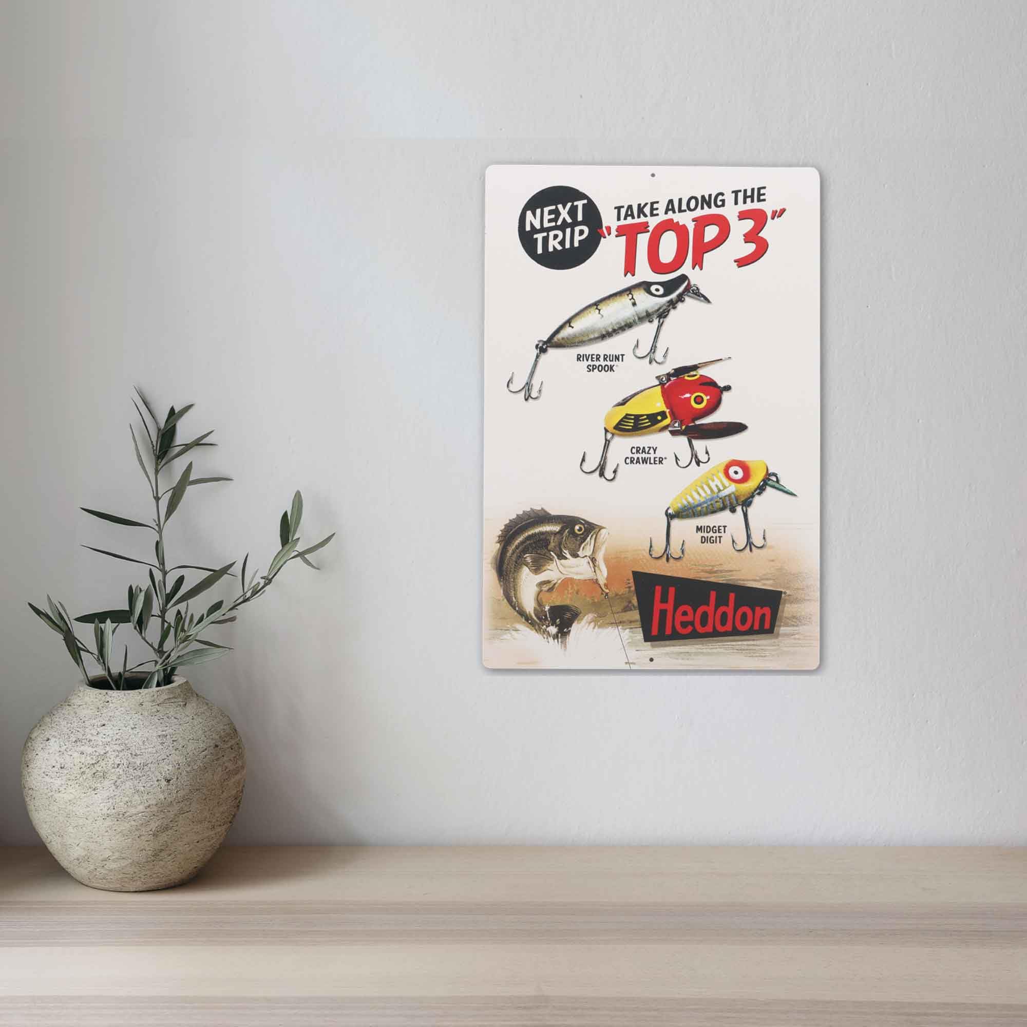 Amazon.com: Heddon Top 3 Fishing Lures Metal Sign - Vintage