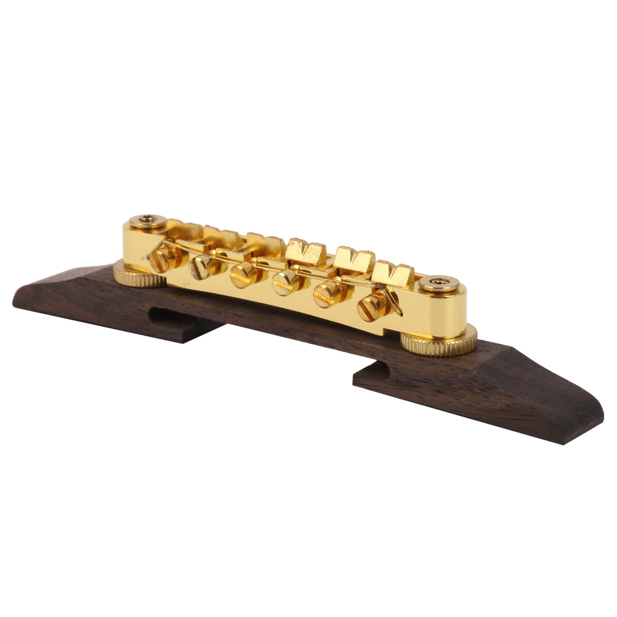 Yibuy Gold Plated Rosewood Based Bridge with Fixed Saddles Archtop Jazz Guitar Part