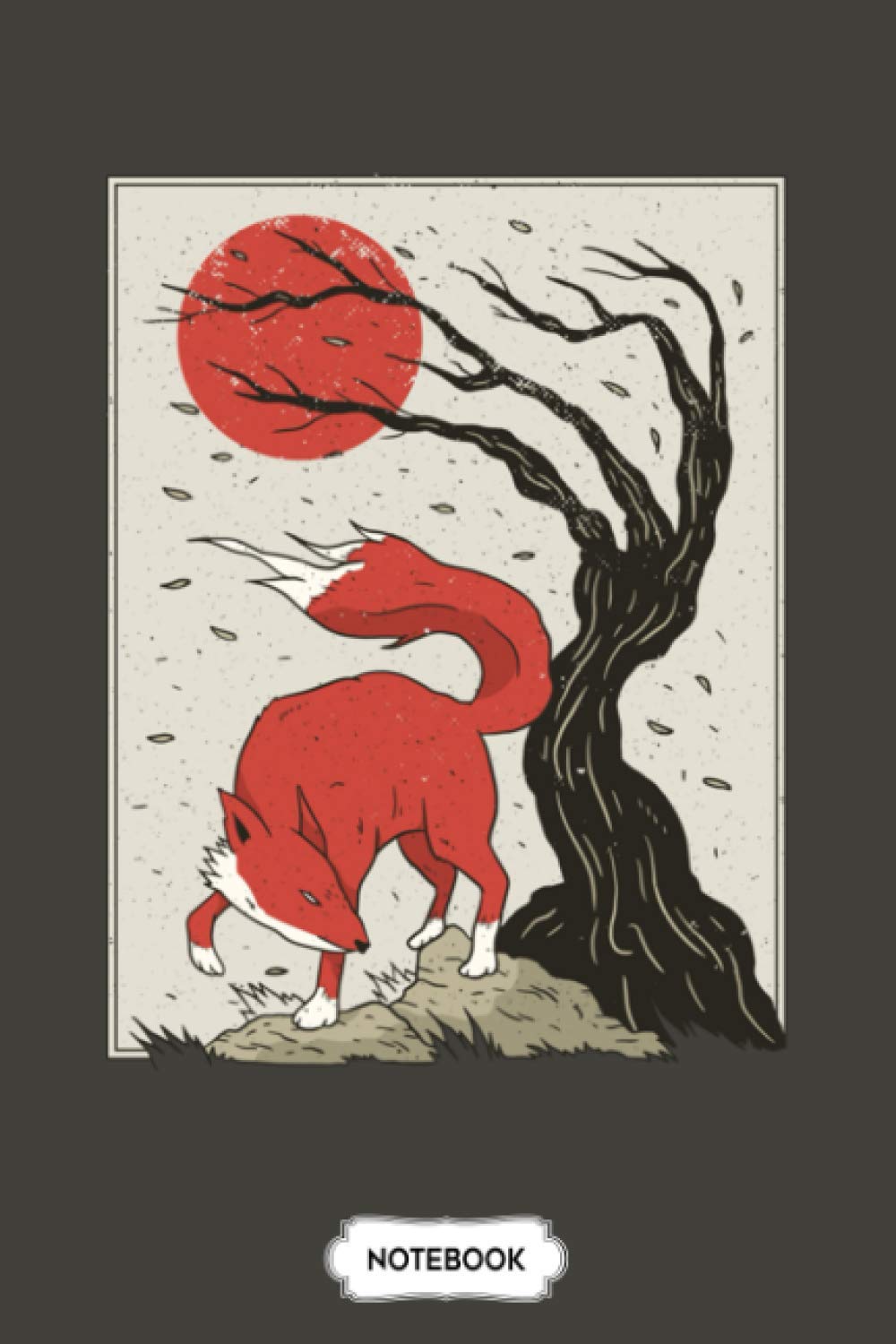 Japanese Style Fox Sun Notebook: Matte Finish Cover, Diary, Planner, Journal, 6x9 120 Pages, Lined College Ruled Paper