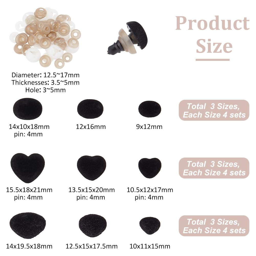 PH PandaHall Kit 36 Nasi Sicurezza Per Amigurumi - Nasi Floccati E In Plastica Per Animali All'Uncinetto - Foto 6