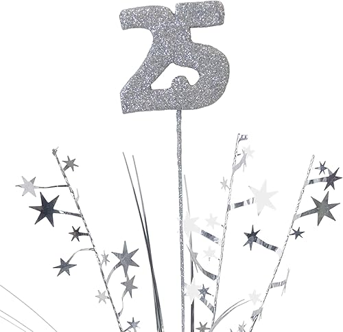 Miniatura 5 de Beistle Centros de mesa de 12 piezas con purpurina con diseño de estrella metálica número 25 para fiesta de aniversario, decoraciones de cumpleaños