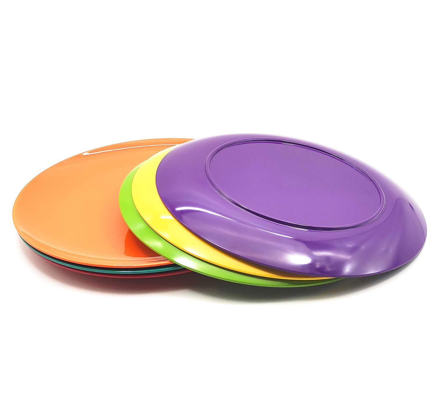 KOXIN-KARLU Piatti in melamina, 26,7 cm, set da 6 in 6 colori assortiti, 100% melammina, lavabili in lavastoviglie, senza BPA