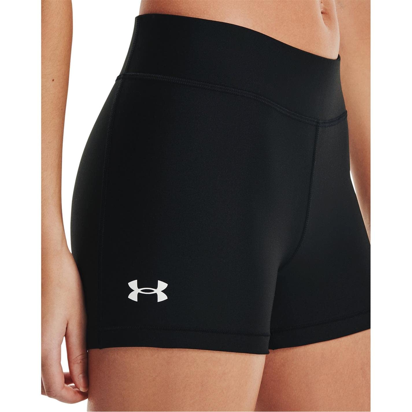 Under Armour HG Armour Mid Rise Shorty, Short de sport souple, Short de compression pour femme Femme, Black / White, L
