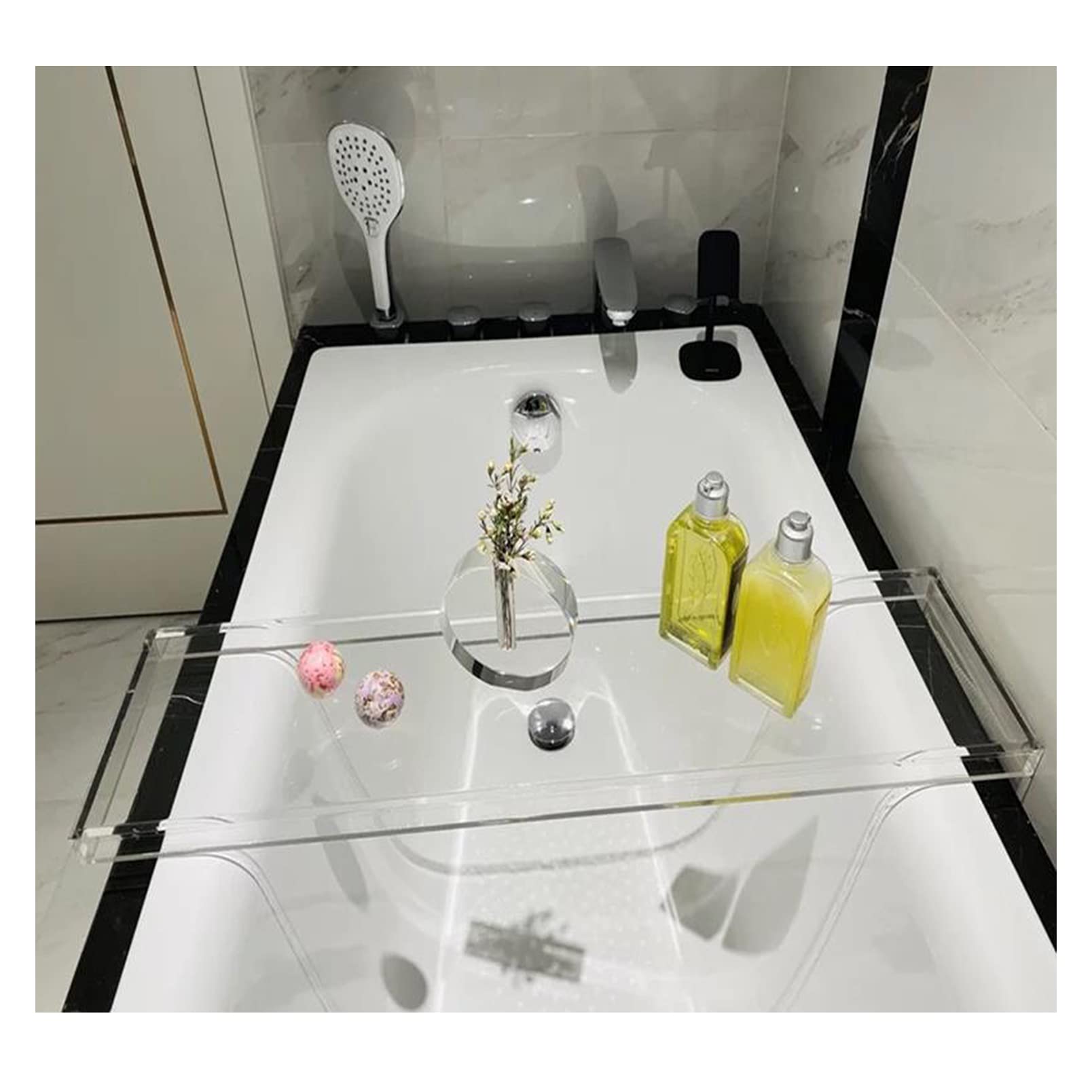 MYUYEE Luxury Acrylic Bathtub Caddy Tray With Phone Holder 82X20Cm Bathtub Bridge For Tablet Smartphone Wine Or Book Elegant White Bath Nizer For Relaxation (White Wei?-82X20Cm)