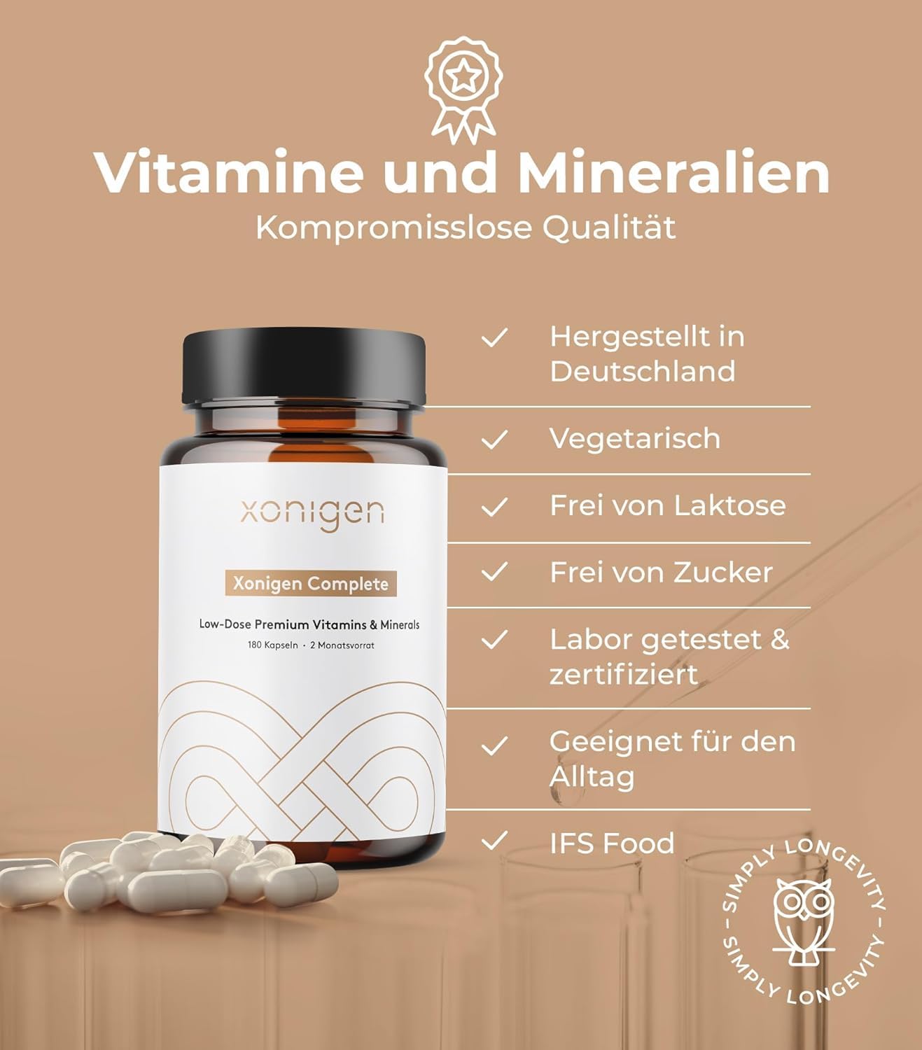 Niedrig dosierte Vitamine & Mineralien - Premium Komplex (3er Pack) - 540 Kapseln - 6-Monatsvorrat - Für eine ausgewogene Versorgung mit 13 Vitaminen & 11 Mineralien - Glutenfrei & Vegetarisch