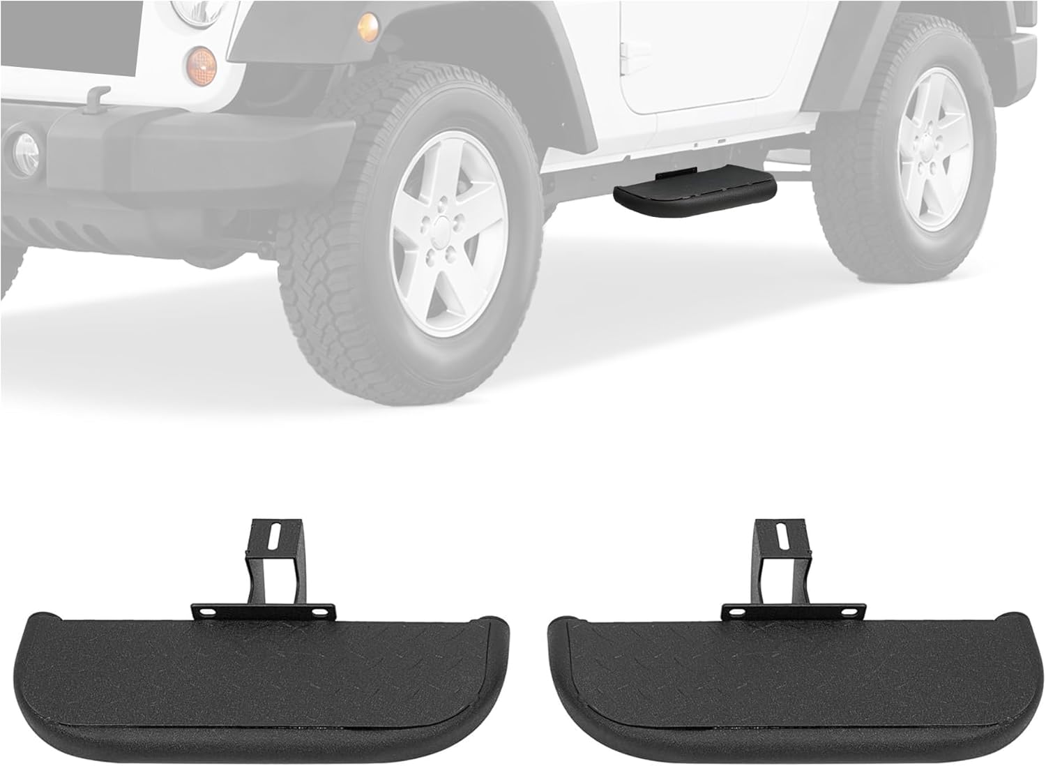 ALMULOO Side Step Compatible with 2007-2018 Jeep Wrangler JK 2-Door Running Boards Step Pedals Steel Powder Coated+Textured Black 2 Pcs