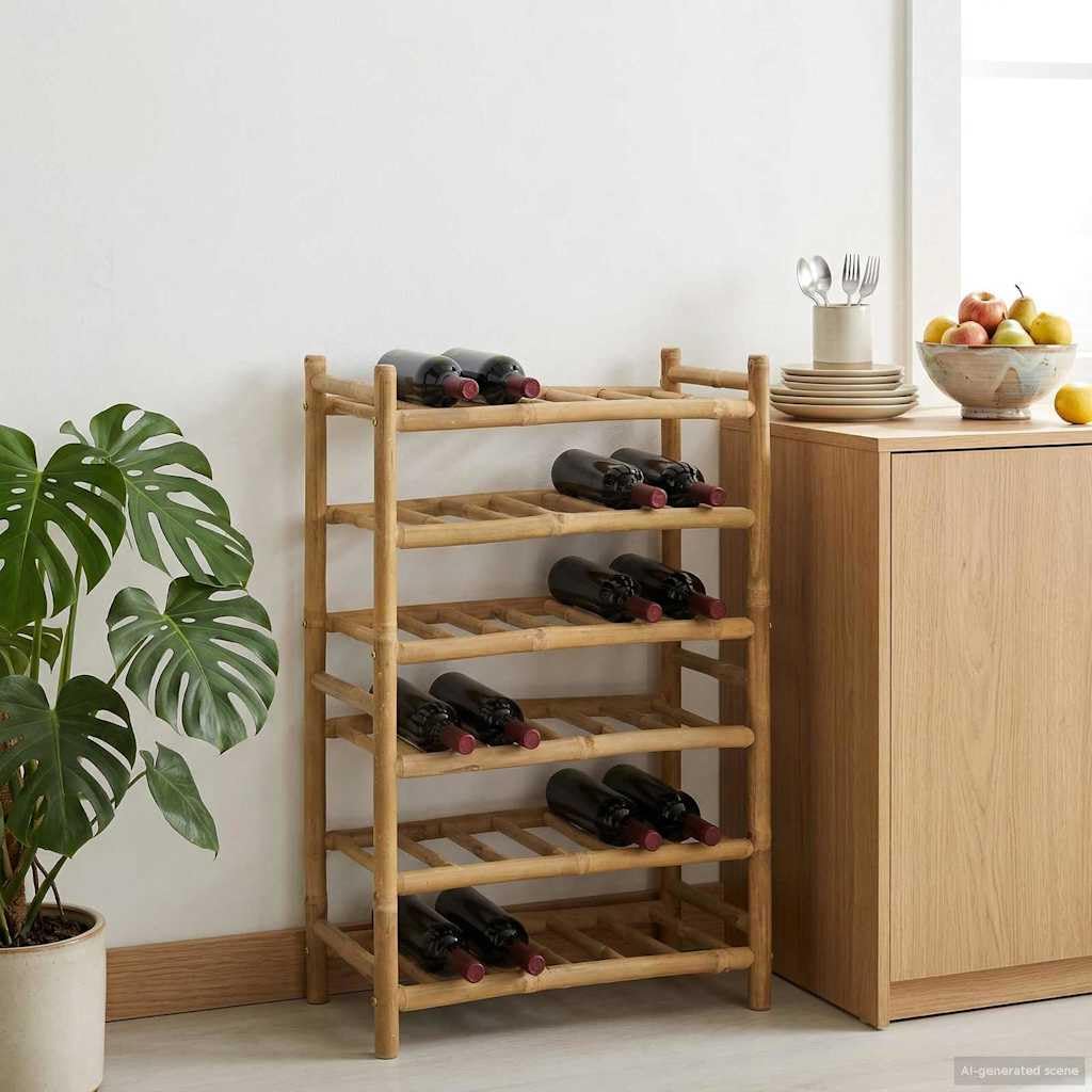 Étagère à vin en bambou naturel de 57x29,5x72 cm pour organiser sa collection