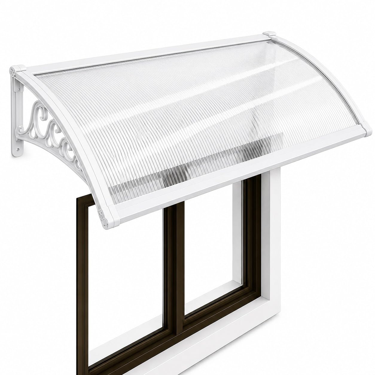 Hukimoyo Door Canopy Window Shade Awning for Outdoor Window Entrance Sunshade Roof Sheet with Heavy Duty Brackets UV,Rain shelter,Snow Protection Cover Balcony Porch Front Door shed(60 * 120cm)-image-7