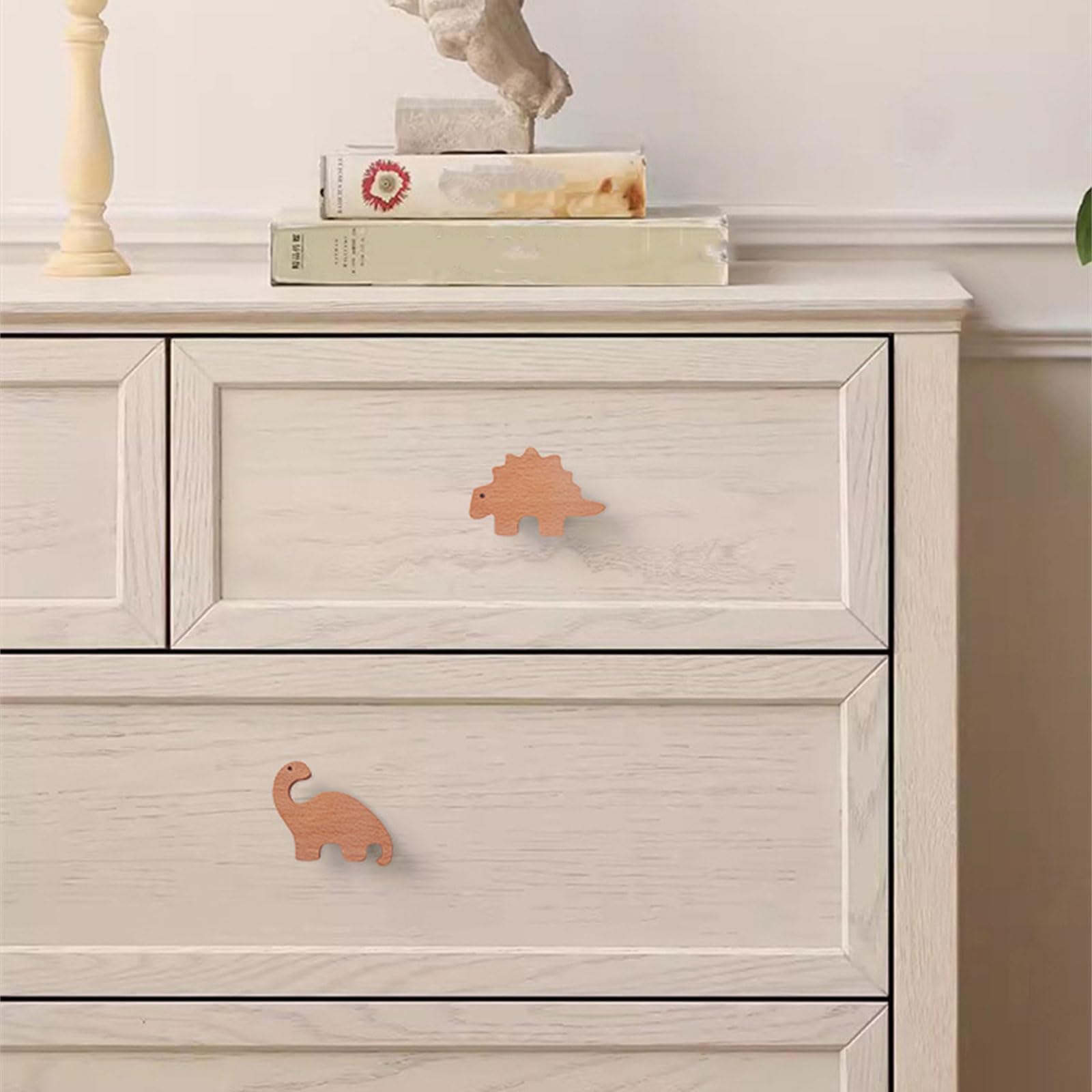 Pomo de madera para armario, con forma de dinosaurio, para gabinete, cajón, armario, manija decorativa para habitación de niñas y niños