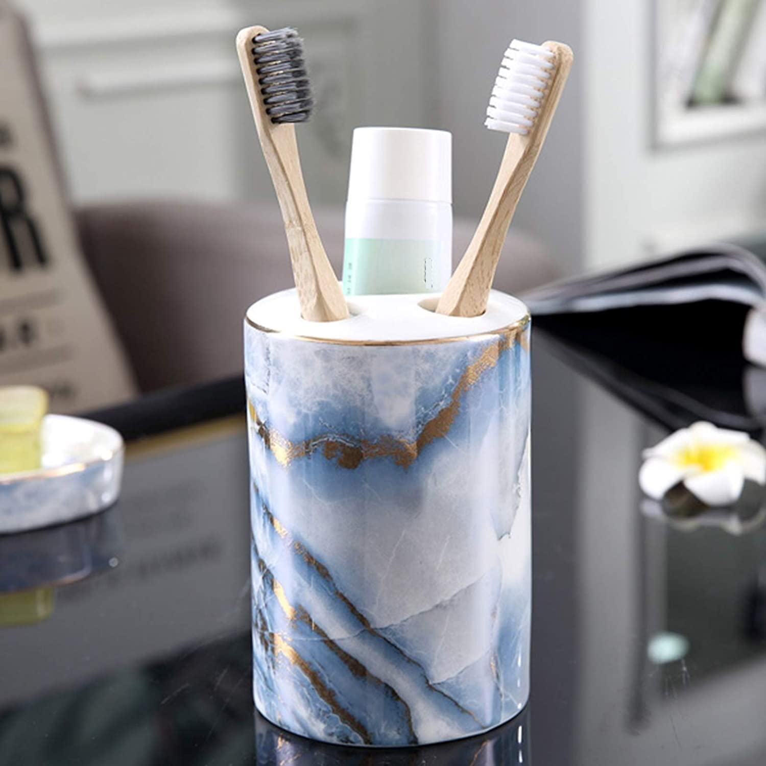 Zestaw Akcesoriów łazienkowych Ceramiczny Zestaw Akcesoriów Łazienkowych Moda Marmurowy Wzór Zestaw Łazienkowy W Stylu Europejskim Na Prezent Na Parapetówkę Zestaw łazienkowy (Size : C)