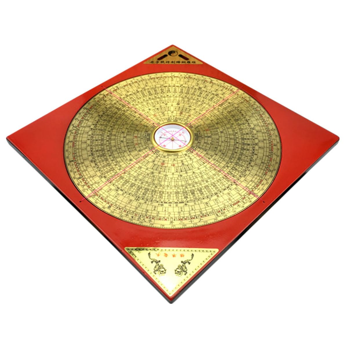 Brújula China Tradicional de latón, brújula pequeña Retro para Exteriores, Bolsillo Decorativo Feng Shui para Principiantes con Esfera Amarilla de 6 Pulgadas