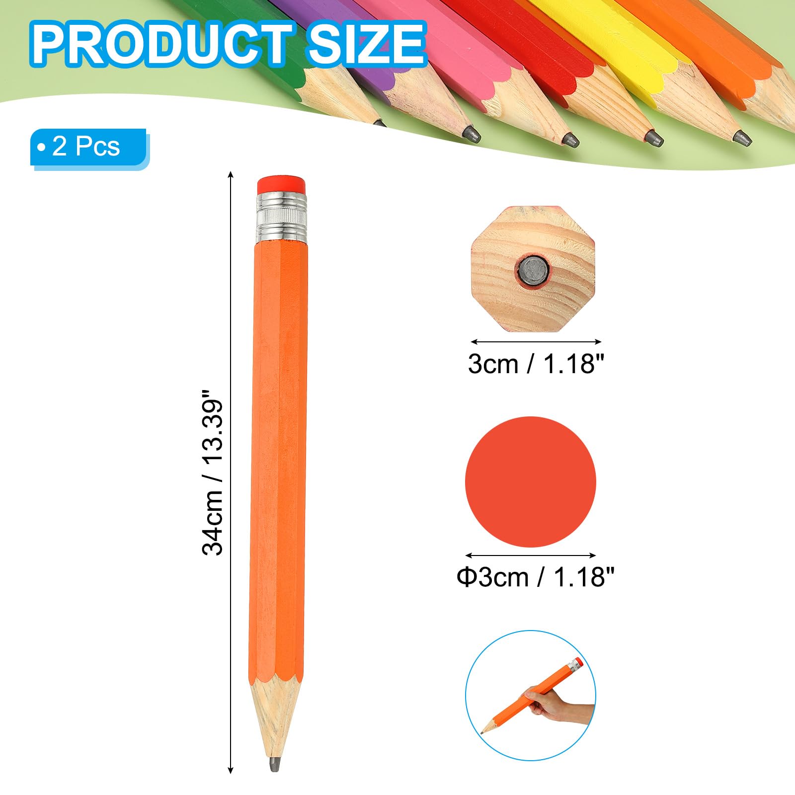 PATIKIL 2 Pcs Wooden Giant Pencil - Image 2