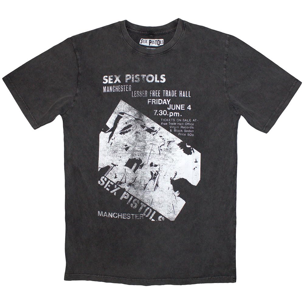 The Sex Pistols Manchester Flyer Limited Edition 999 Only Premium Wash T Shirt L Charcoal