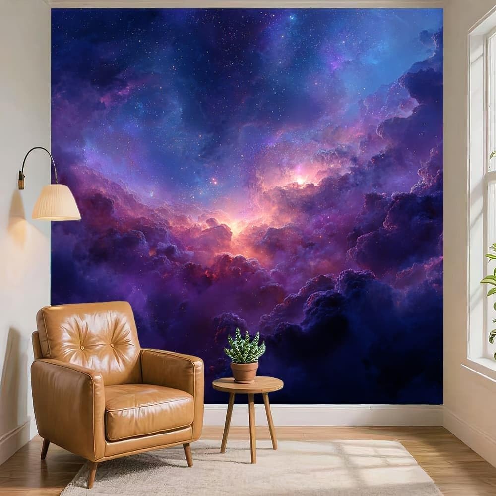 Carta Da Parati Fotografica Bambini 250x175 cm Onirico Galassia Universo Carta da Parati Panoramica Fotomurali in TNT Murale Viola Poster Gigante Design per Camera Ragazzo Ragazza