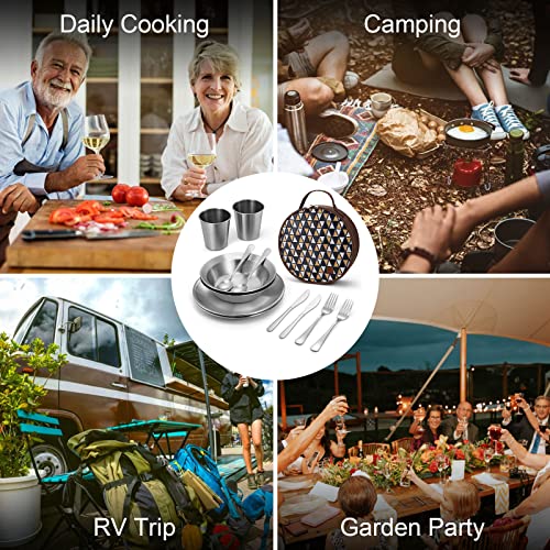 Odoland Stainless Steel Camping Mess Kit for Outdoor Family & 2 Person - image 7