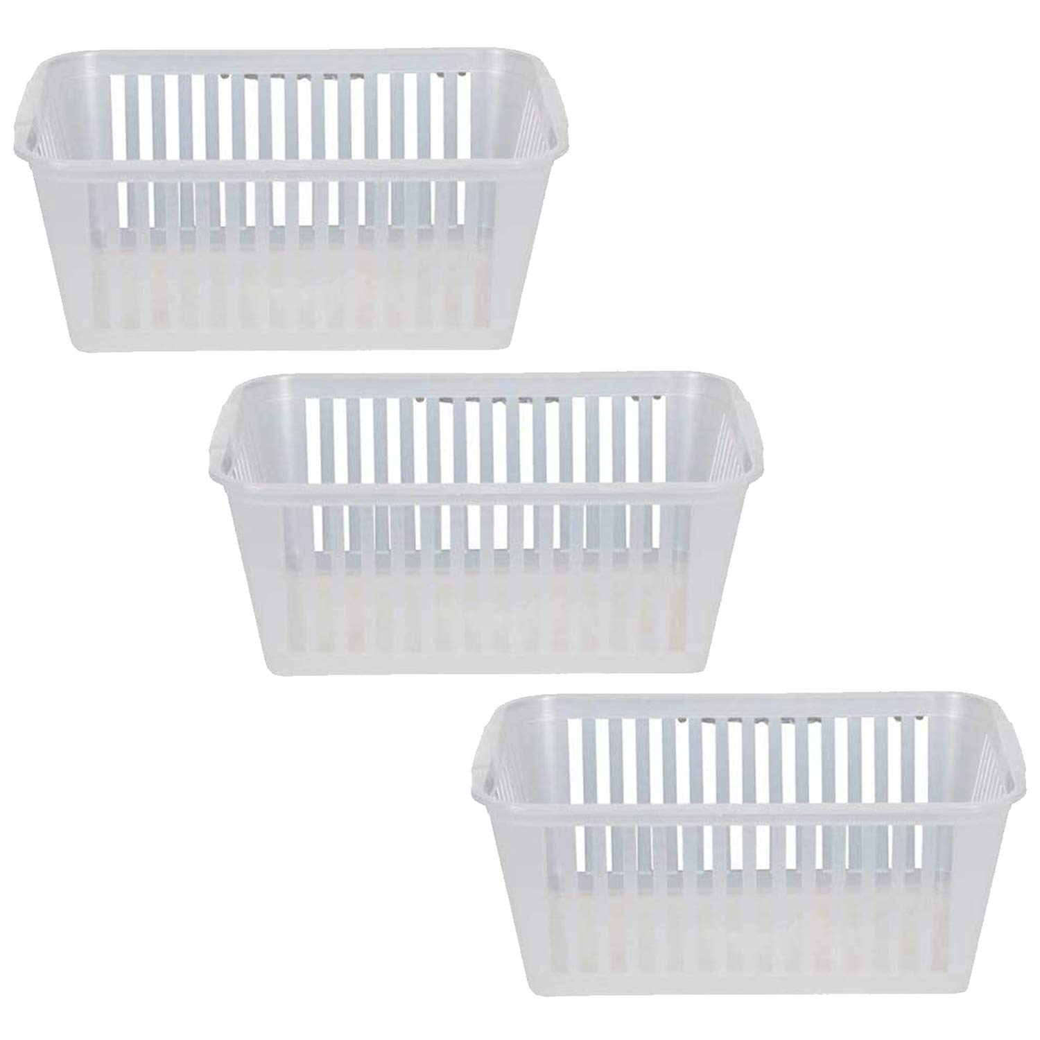 Plastic Storage Baskets,4 Pack Plastic Storage Baskets With Handles, Narrow