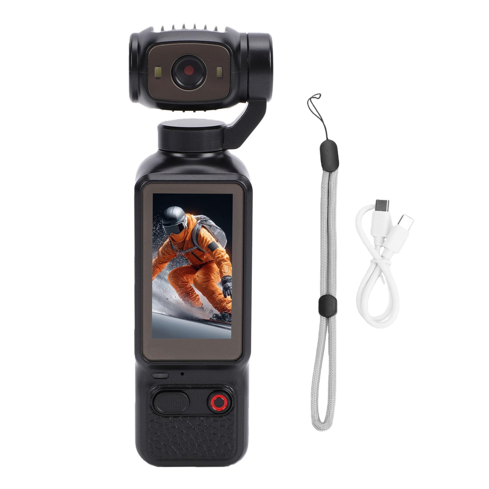 Pomya 4K Vlogging Camera, 64M Handheld Camcorder with 180 Rotating Lens, 1.97 Inch Display, LED Fill Light, 1800mAh Battery, for Travel Outdoor Sports (Black)-image-32
