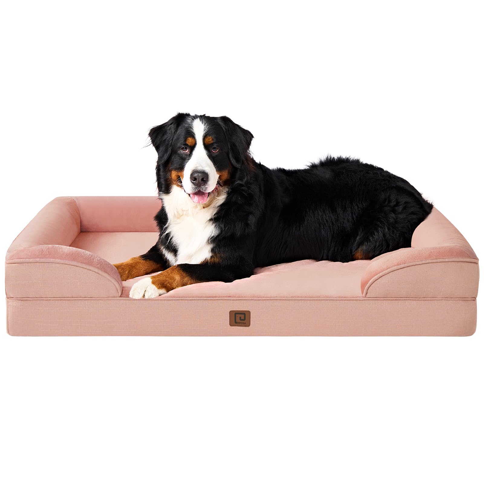 EHEYCIGA Cuccia Cane Interno Taglia Grande, Cuscino Cane Impermeabile Sfoderabile e Lavabile, Letto per Cani con tre Lati Rialzati Ortopedico, Rosa, 132x104x20cm