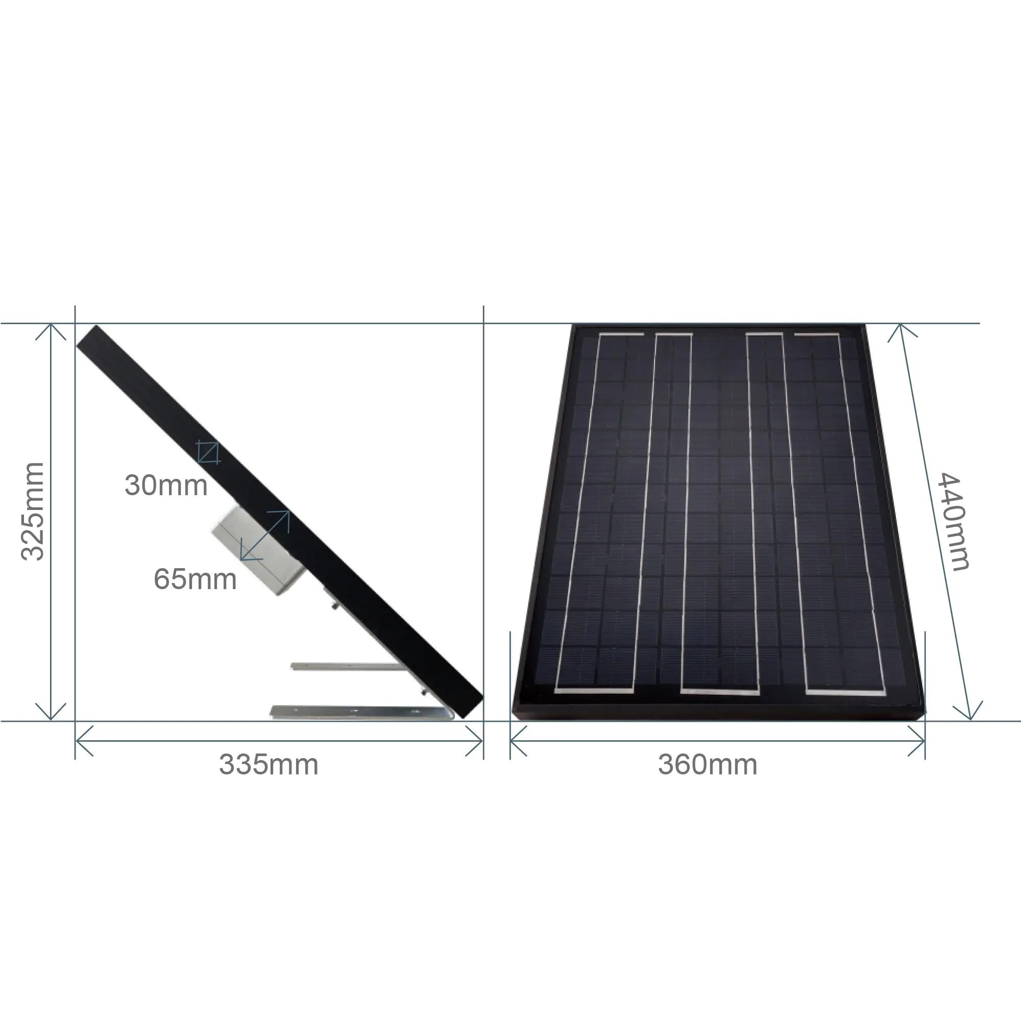 Kit Solar Avidsen para Motor de Puerta con Batería de Litio Integrada | Panel monocristalino de 20 W, batería de litio 24 V/6 Ah, IP44, 10 ciclos diarios, cable de 2 m y soporte de 45°.