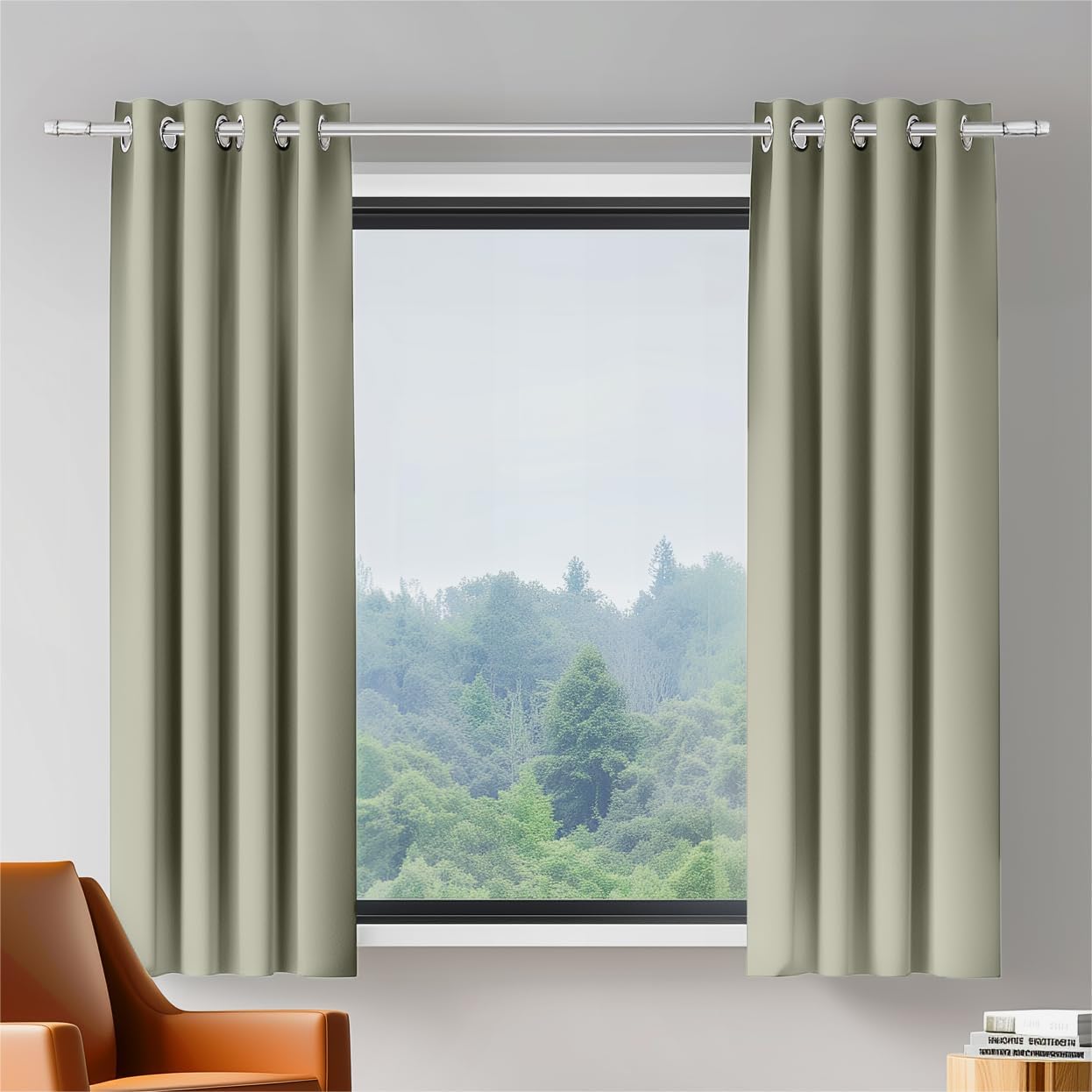 Blue Curtains 63 Inch Length 2 Panels Set Living Room Thermal Blackout Curtains for Bedroom 42 by 63 Grommet 42x63 Curtains