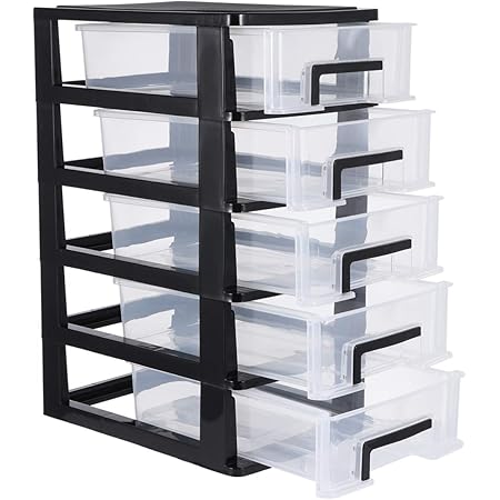 Amazon Co Jp Tinksky 5段 おしゃれ 引き出し 収納ケース プラスチック 小物入れ 5段 透明 卓上 文房具 化粧品 事務用品 文書 約幅15 2 奥行21 1 高さ31 4m 文房具 オフィス用品