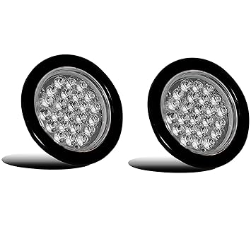 Round 4" Led Indicator/Led Flasher Lamp with Silver Ring Suitable for Tractor Trailer Truck Buses Universal Vehicles (Clear)