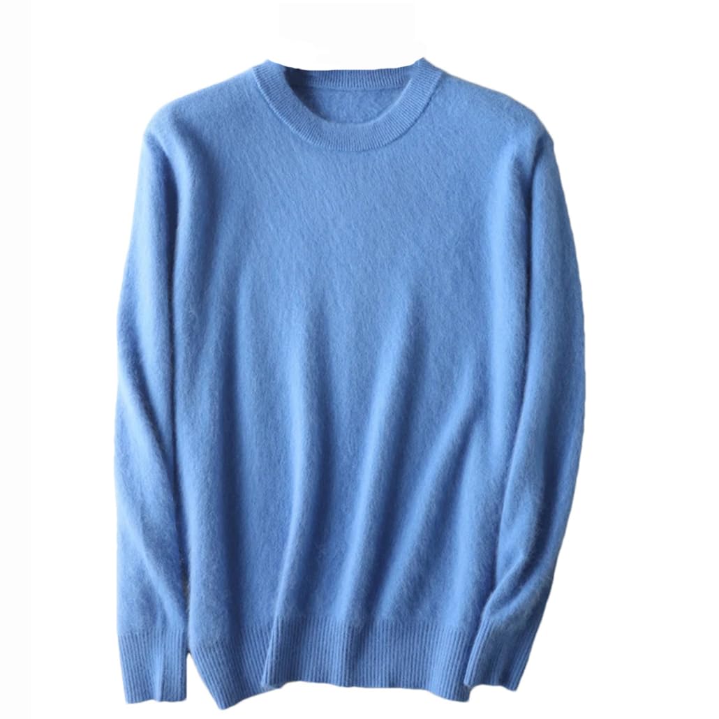 Dninmim Suéter de cachemira para hombre, cuello redondo, suéteres de punto de invierno de manga larga