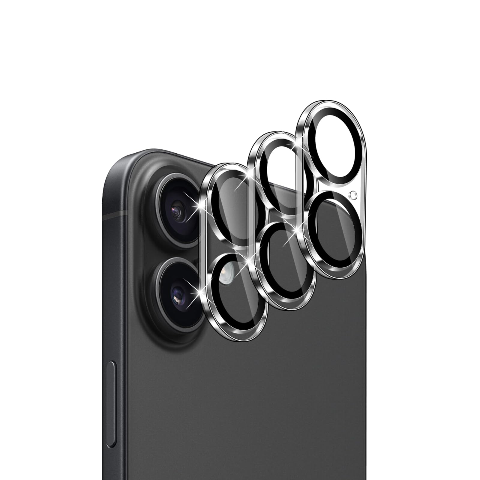 QULLOO Folia aparatu do iPhone 16/iPhone 16 Plus, twardość 9H szkło hartowane soczewka ochronna, przezroczysta ochrona przed zarysowaniami HD - 3 sztuki