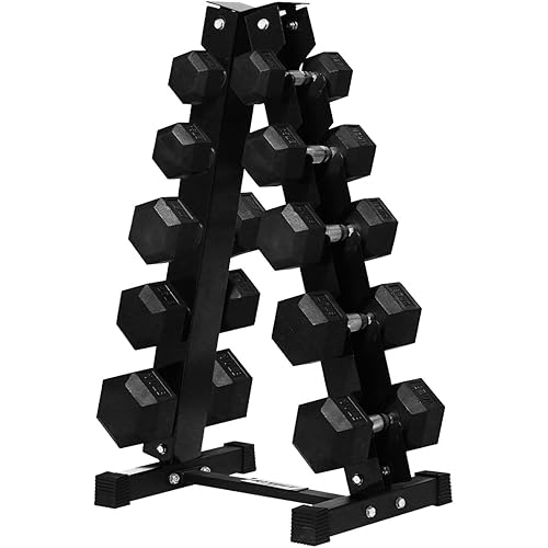 RITFIT 300/350/450/650/180/200/210 LB Rubber Hex Dumbbells Set with Optional Dumbbell Rack, Multi Weight Set to Choose, Ideal for Home Gym and Fitness