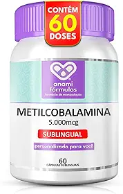 Metilcobalamina 5.000mcg MAX DOSE B12 Ativa SUBLINGUAL de Absorção Rápida – 60 Cápsulas - Suplemento Alimentar Sublingual