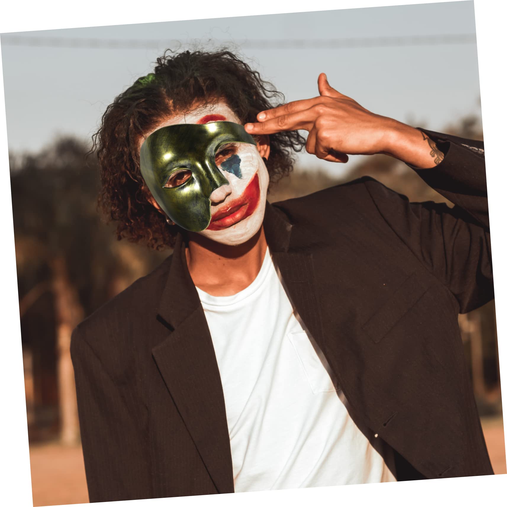 UPKOCH Demi Visage Un Masque Pour Les Yeux Décor Pour Hommes Bal De Masques Costume De Cosplay Mascarade Pour Hommes Accessoire De Costume Vénitien Accessoire Délicat Abdos