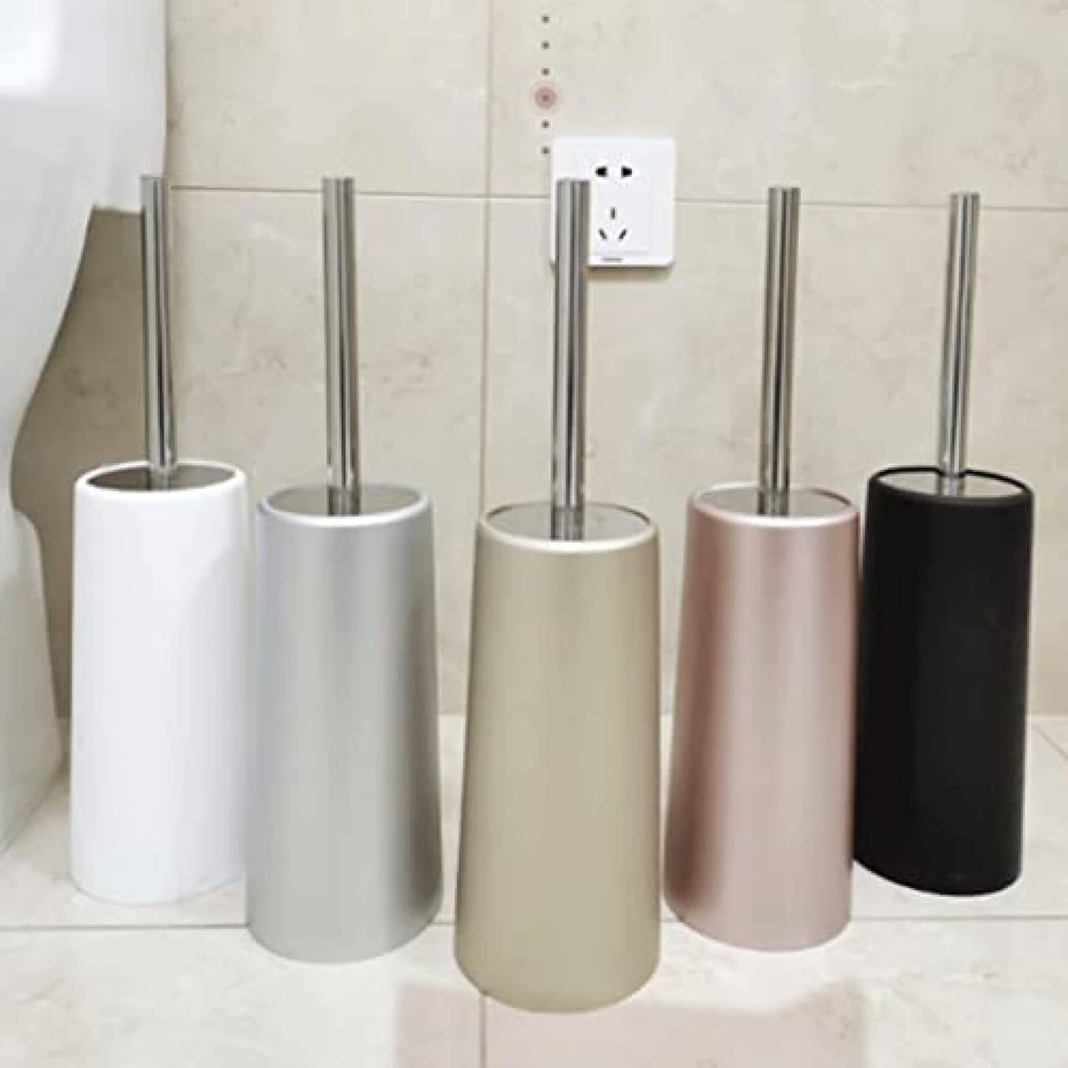 Stainless Steel Toilet Brush with Holder and Toilet Brush, Toilet Bowl Brush for Bathroom Toilet - Ergonomic, Decorative, Durab Toilet Scrub Brush