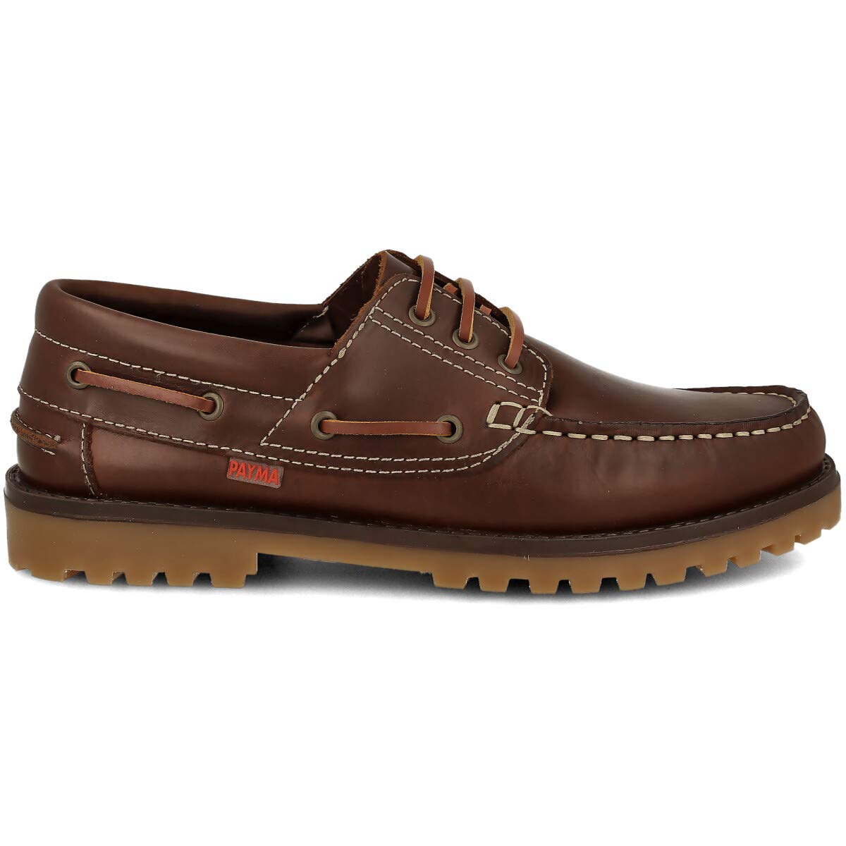 PAYMA Zapatos Náuticos Sport Casual Hombre, Mujer, Niño. Clásicos 3-Ojales de Piel. Piso de Goma. Tallas Grandes 45 46 47. Colores: Marrón, Azul Marino, Negro. Cierre Cordones o Contacto