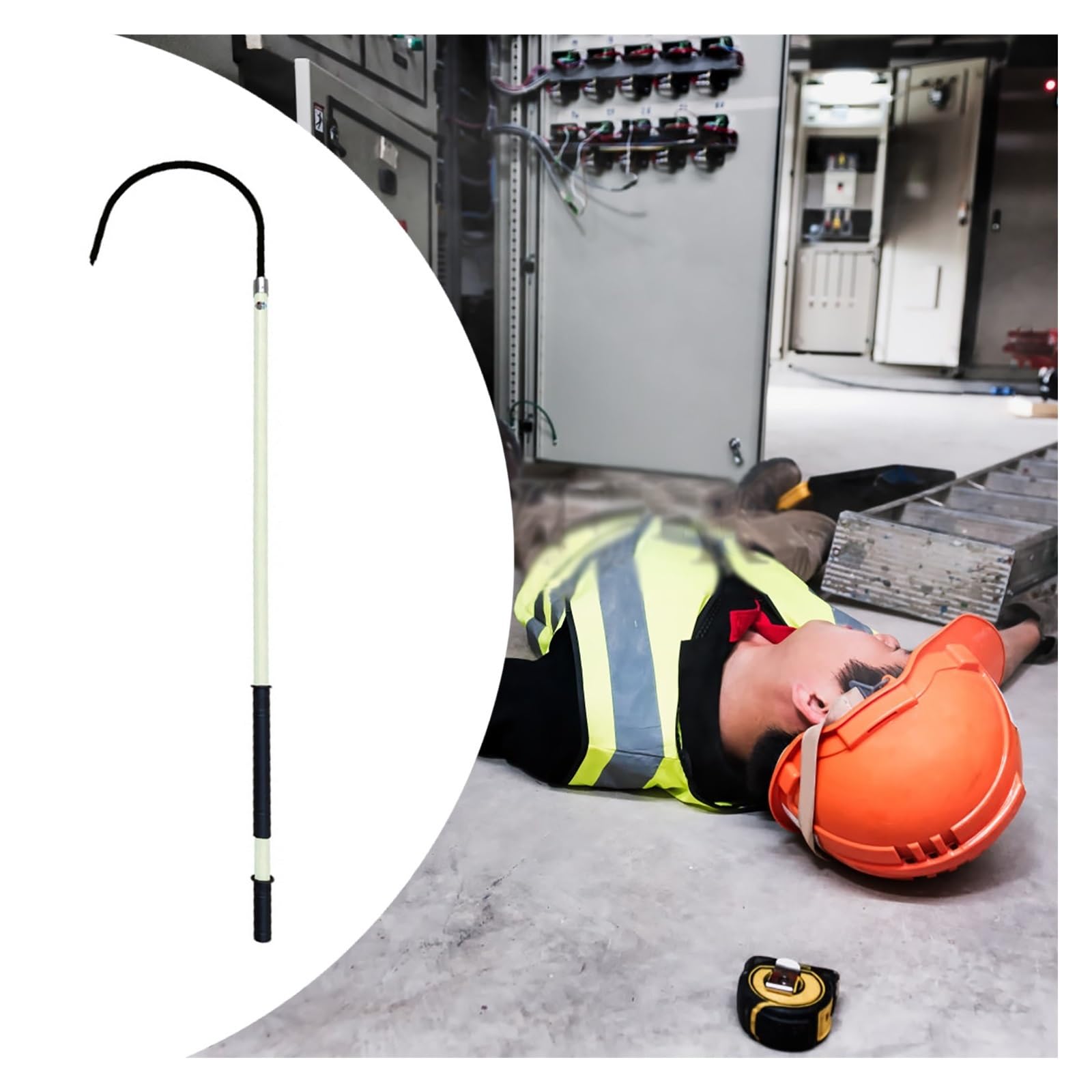 MSHGSKU Emergency Rescue Pole with Insulated Handle, 1m-3m High Voltage Safety Hook, Anti-Electrocution Tool for Electrical Safety, 10kV 35kV 110kV Rescue Equipment