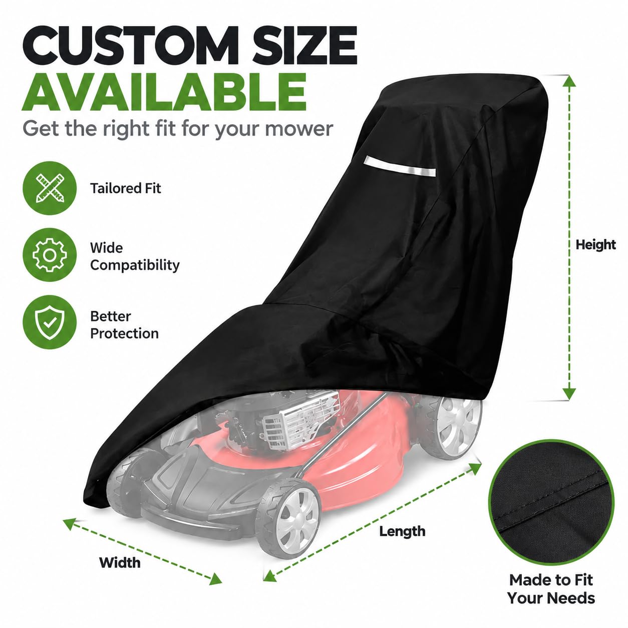 Funda para cortacésped de Empuje para Cobra MX46SPC 2015-Present, Cubierta de Tela Oxford Negra Que Ayuda a Proteger Frente a Polvo, Hojas y residuos