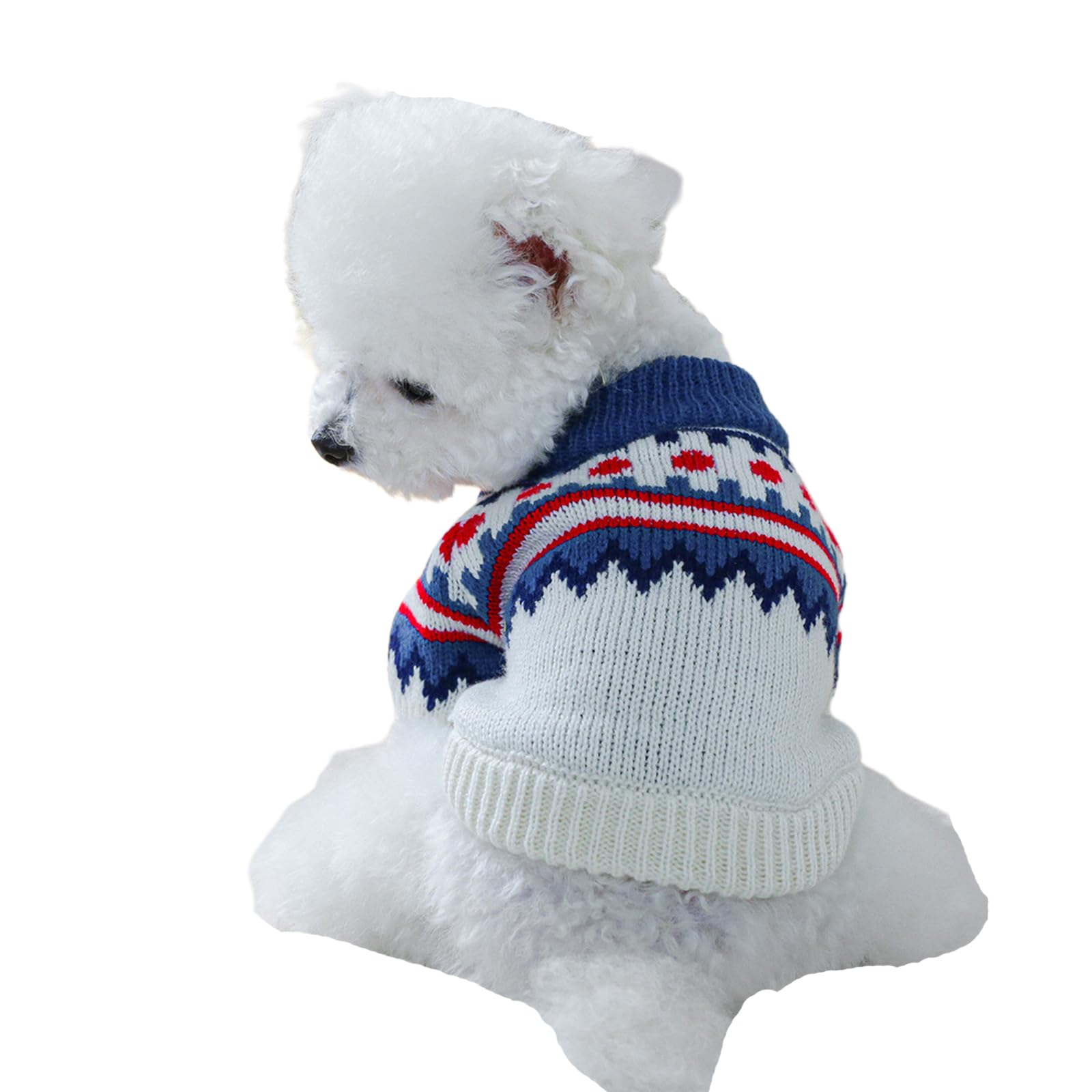 Pet Knit Sweater,Small Dog Christmas Knitwear Jumper Sweater Cold Weather Cat/Dog Pullover Coat,Cute Pet Dress Up Clothing for Puppy Small Medium Dog_S(Blue)
