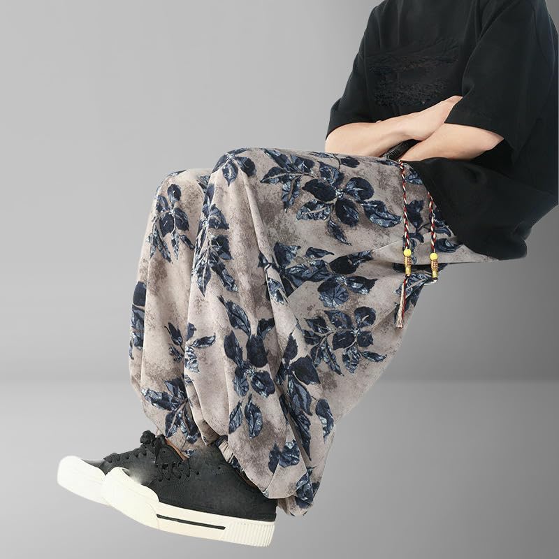 Pantalon décontracté d'été pour homme coupe large style chinois ethnique