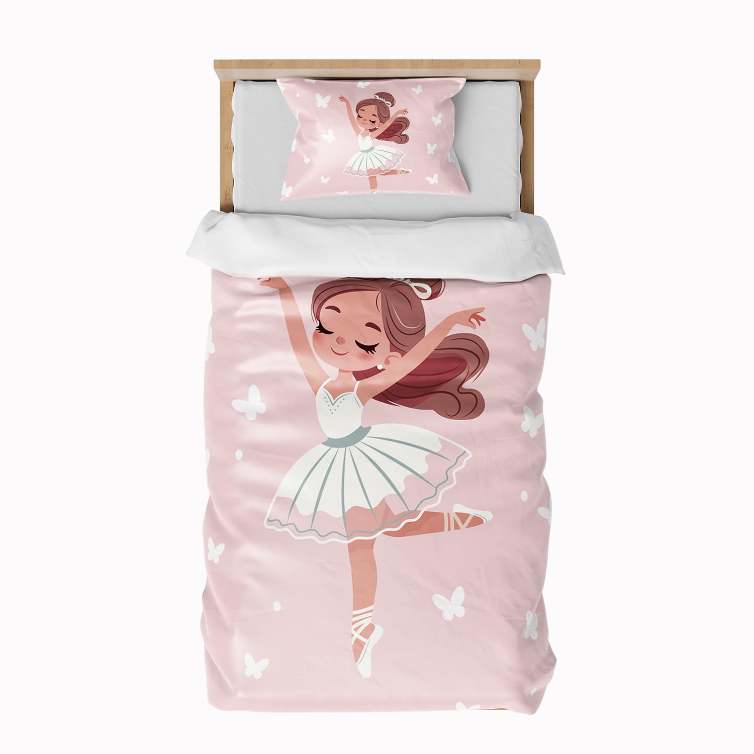 DJDEA - Funda nórdica para niña, 90 x 190 cm, color rosa y funda de almohada de 40 x 60 cm, con cremallera, estampado para baile de las niñas