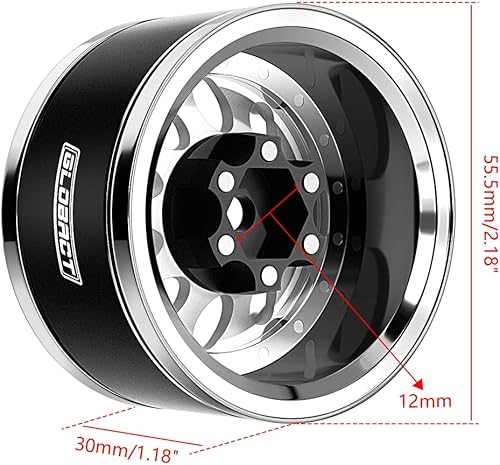 Miniatura 2 de GLOBACT Ruedas Beadlock de aluminio de 1.9 pulgadas compensadas ajustables para 110 TRX4 TRX6 Axial SCX10 I II III 90046 AXI03007 Redcat GEN7 GEN8
