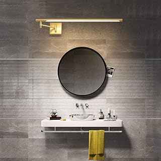 WRMING Pieghevole LED Lampada da Specchio per Bagno, Luci da Specchio Impermeabile, H65 Rame e Acrilico, Lampada da Bagno per Specchiera Cosmetica,Lampada da Trucco, 3 Colore,L55cm 18W