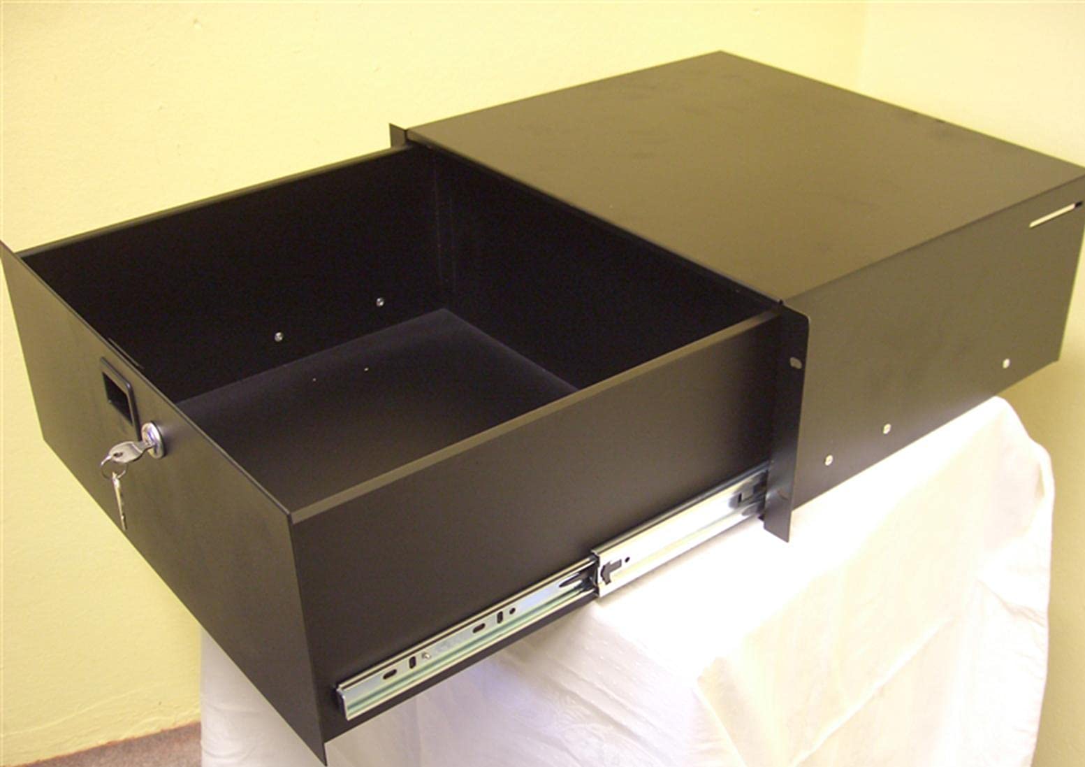 Bundle: 2 x Adam Hall PROFI 4 HE 19" Rackschublade 87404 Stahl, schwarz, Snaplock, abschließbar, Rack Schublade (2 x 4 HE PROFI Rackschublade Stahl)