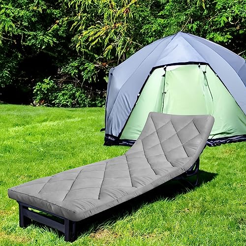 Cot Mattress Pad Quilted Cot Pads For Camping, Thicker Camping Sleeping Pad Soft Comfortable Cot Mattress Topper 30" X 75" Camping Mattress Pad Fitted For Camp Cot/Rv Bunk/Narrow Twin Beds, Grey #TOP5
