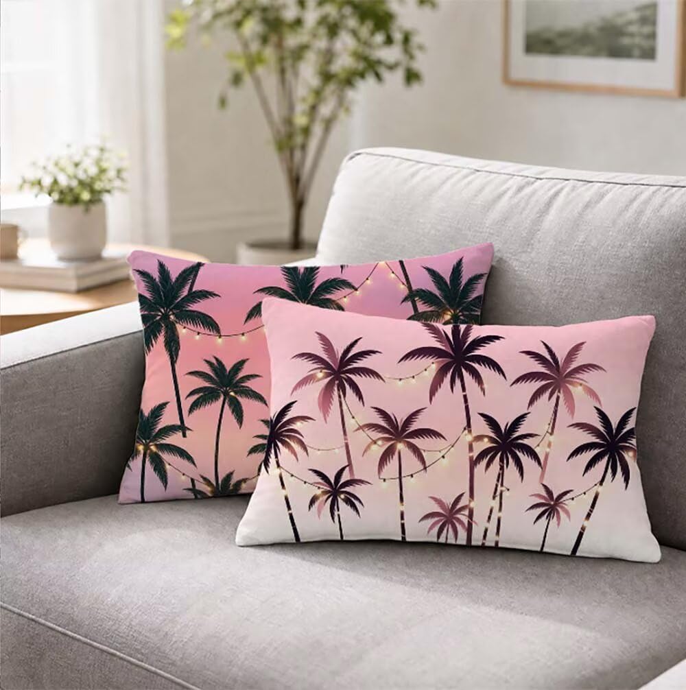 Zestaw 2 różowe aksamitne poszewki na poduszki sofa 40x70cm F-2401