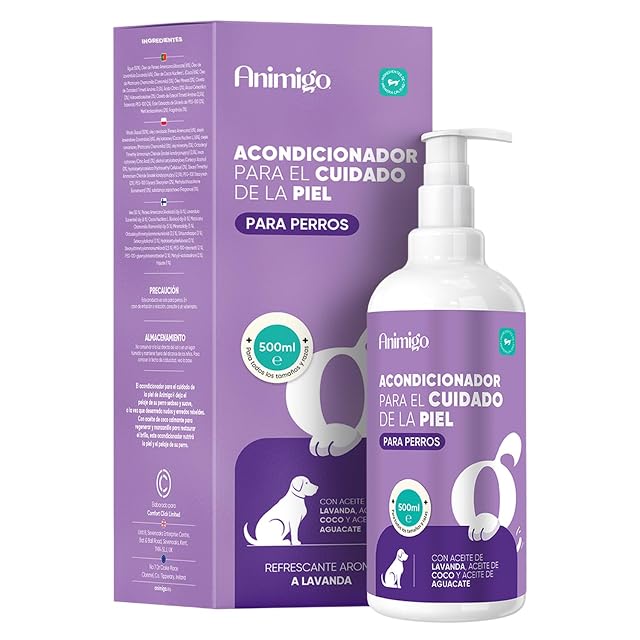 Acondicionador de Animigo para Perros - Acondicionador nutritivo con aceites de Lavanda, Coco y Aguacate