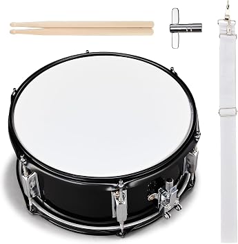 12 x 5.5 inches Snare Drum, Marching Snare Drum Kit with a Pair of Drumsticks, Drum Key and Adjustable Strap for Students, Beginners & Band black