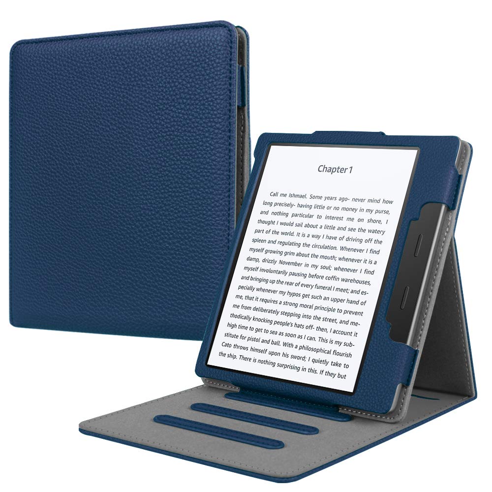 Fintie Flip Case for Kindle Oasis (10th and 9th Gen, 2019 & 2017 Release) - Multi Angle Hands Free Viewing Stand Cover (Auto Wake Sleep Function for 2017 Version Only, Not for 2019 Version), Navy