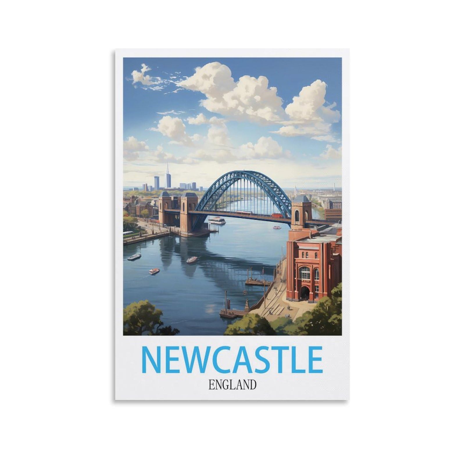 Lnuyitr Unframe-Style Newcastle England Vintage Travel Posters 16X24inch(40X60cm) Canvas Art Posters And Wall Art Picture Prints Modern Home Bedroom Decor Posters