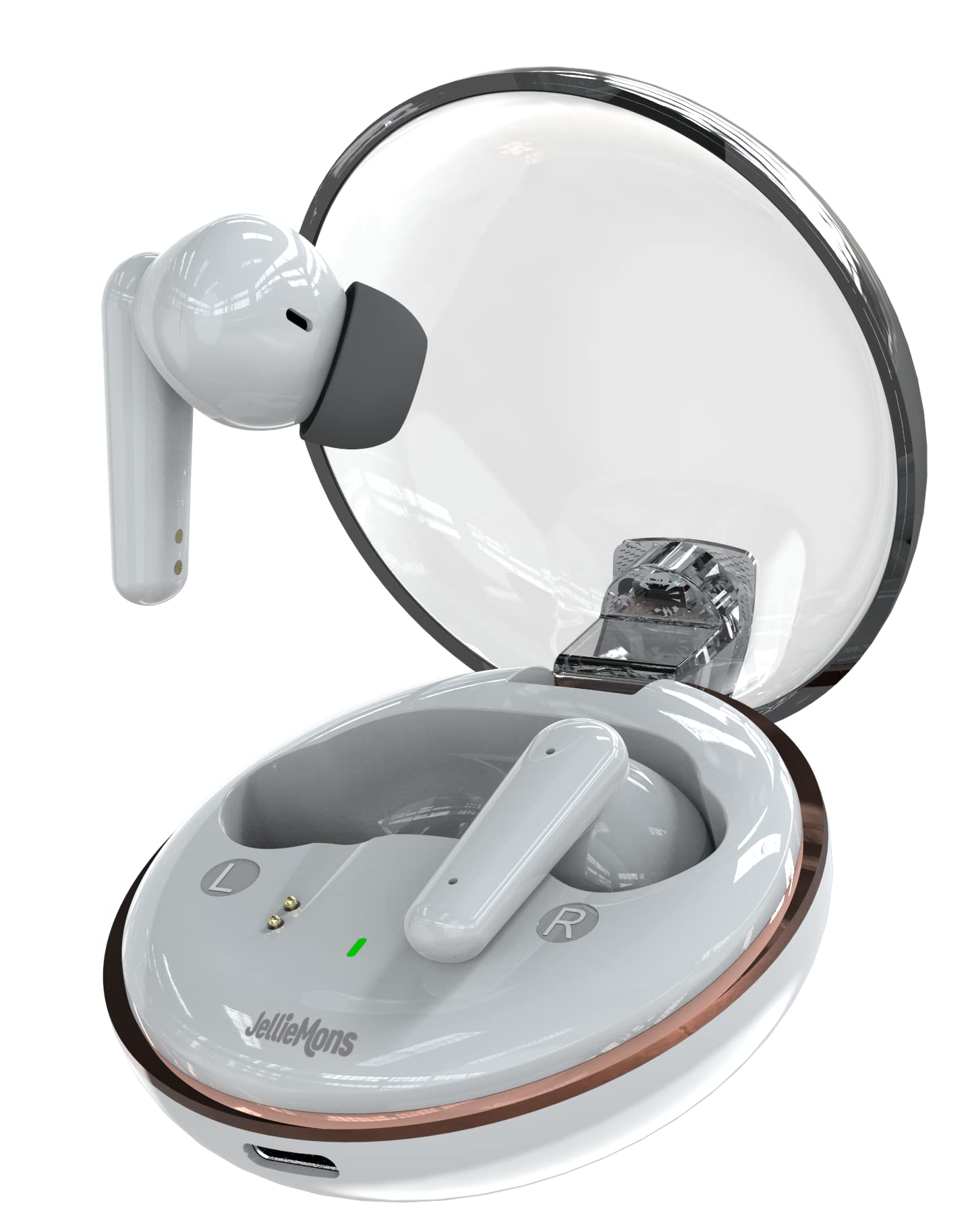 JellieMonsTrue Wireless Earphones, Bax Series, Bluetooth v5.3, IPX4, Touch Control, HiFi Sound, upto 20 hrs playback time - EB-1001 (White)