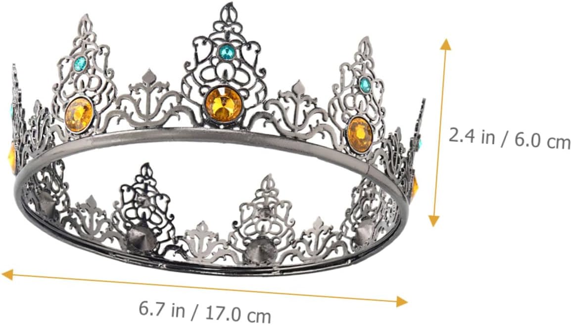 Men’s Vintage King Crown Metal Hair Circlet Retro Cosplay Prop Royal Headband for Birthday Party and Costume Accessories