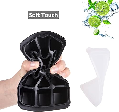 Miniatura 5 de Annaklin - Bandejas de silicona para cubitos de hielo con tapa para congelador, paquete de 3, 12 rejillas apilables de fácil liberación, moldes para